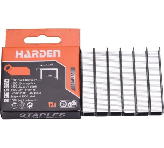 Изображение товара Скобы для степлера HARDEN оцинкованные, тип 140, 1.2x10x11.3 мм, 1000 шт 620829
