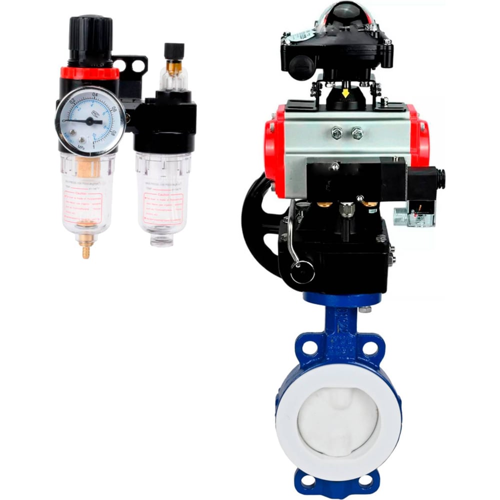 Изображение товара Затвор DN.ru WCB-WCB-PTFE-PTFE-Fb-R Ду200 Ру16 пневмопривод