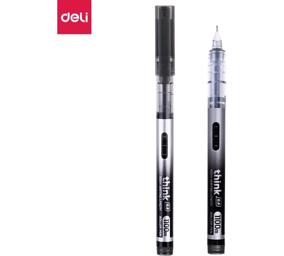 Изображение товара Ручка роллер DELI черный, 0.3 мм линия, 1 шт EQ300-BK