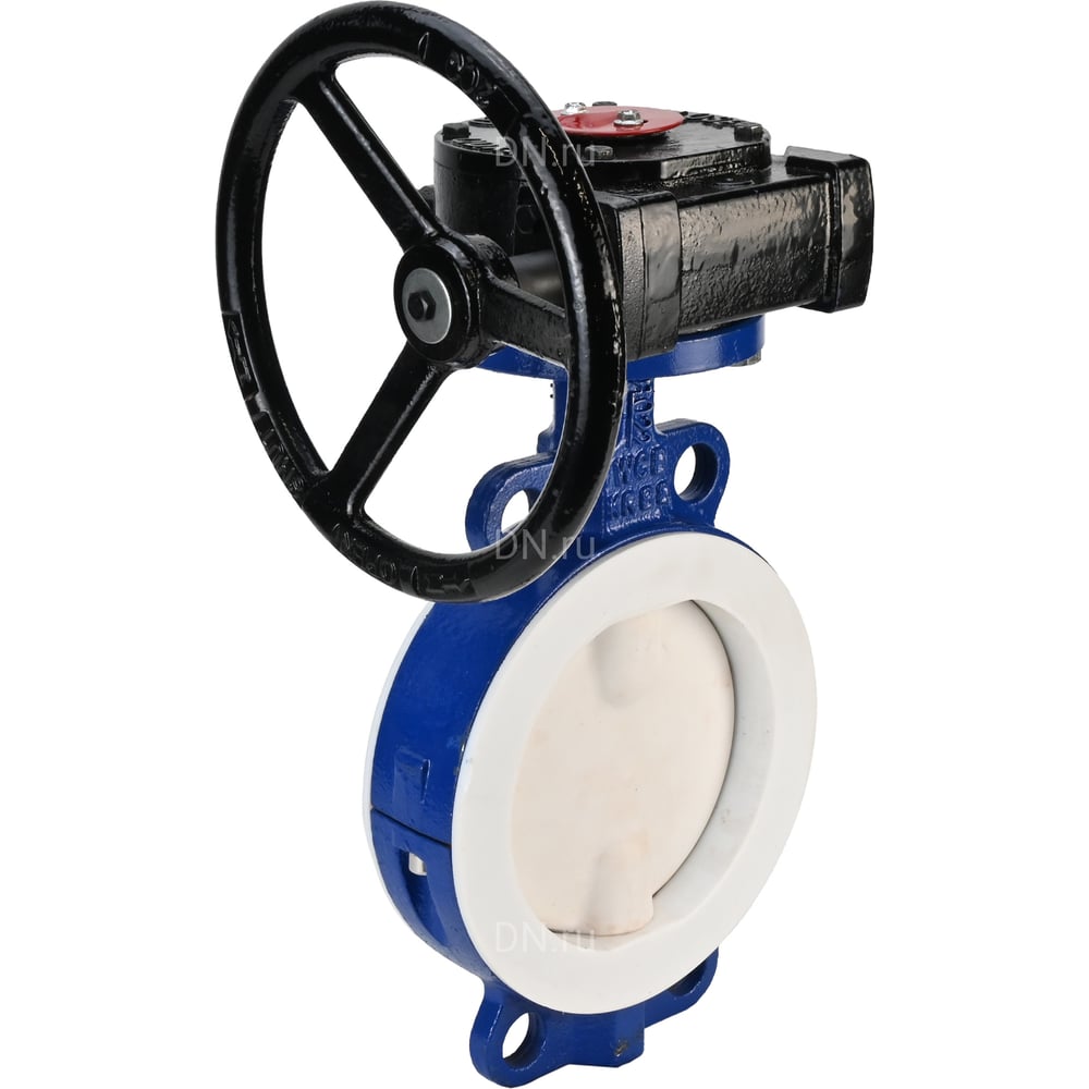 Изображение товара Дисковый затвор DN.ru Ду200 Ру16 с PTFE и редуктором профессиональный