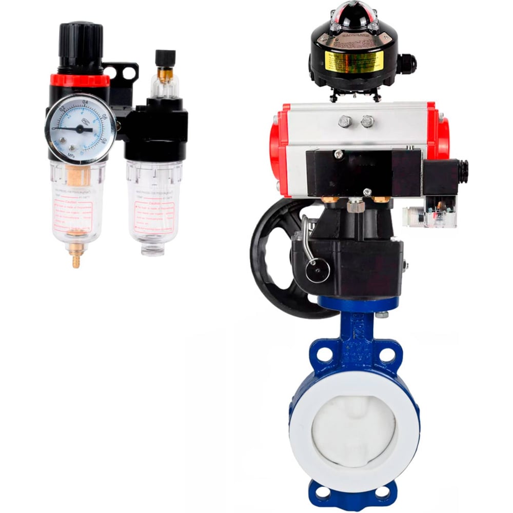 Изображение товара Затвор DN.ru WCB-WCB-PTFE-PTFE-Fb-R Ду200 Ру16 с пневмоприводом