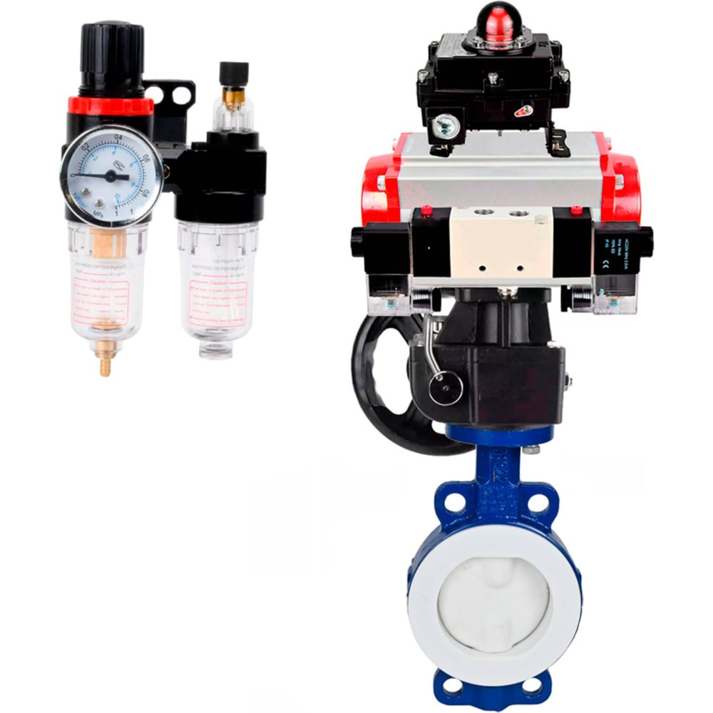 Изображение товара Затвор DN.ru WCB-WCB-PTFE-PTFE-Fb-R Ду300 Ру16 с пневмоприводом