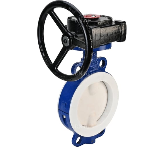 Изображение товара Дисковый затвор DN.ru Ду150 Ру16 футерованный WCB-WCB-PTFE-PTFE-Fb-R с редуктором D050-59233