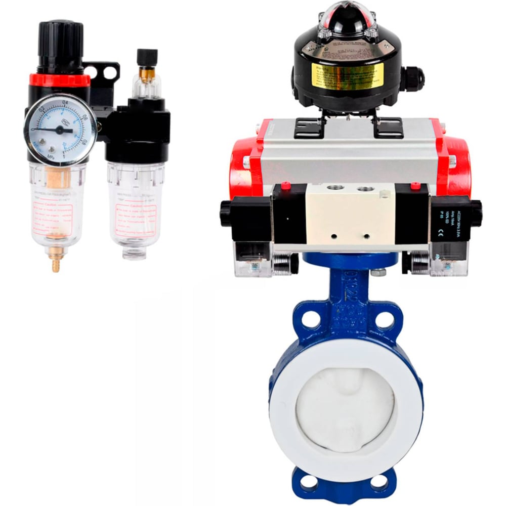 Изображение товара Затвор DN.ru WCB-WCB-PTFE Ду250 Ру16 с пневмоприводом