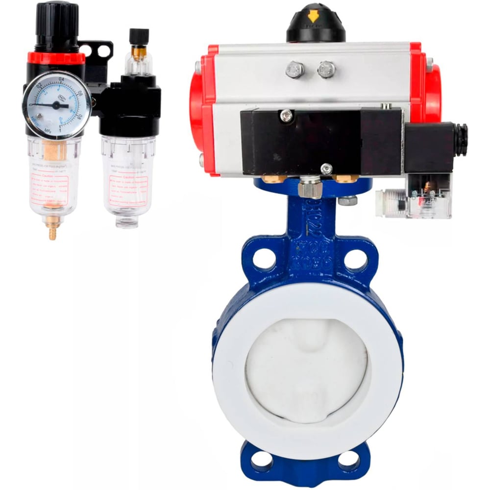 Изображение товара Затвор DN.ru WCB-WCB-PTFE-PTFE-Fb-R Ду250 Ру16 с пневмоприводом