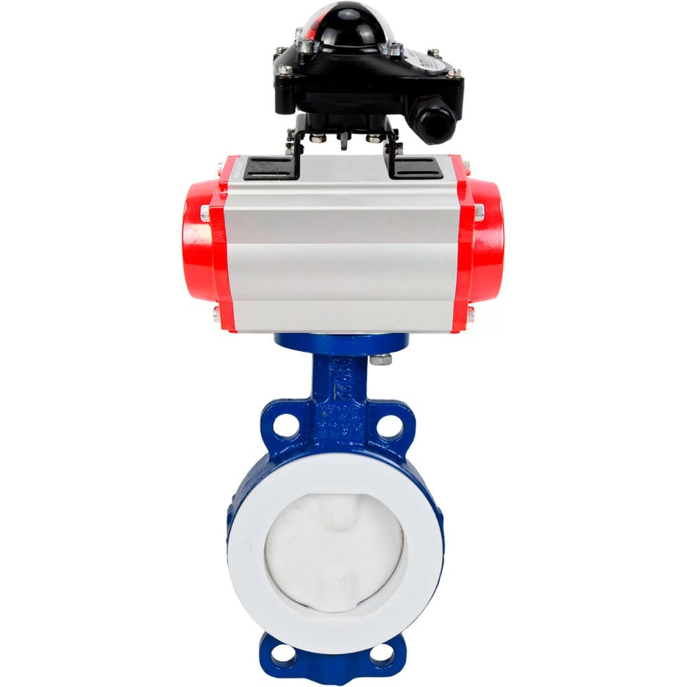 Изображение товара Затвор DN.ru WCB-WCB-PTFE-Fb-R Ду150 Ру16 с пневмоприводом