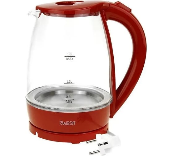 Изображение товара Электрочайник ЕК-1,8-01G elbet (бордо) стеклянный
