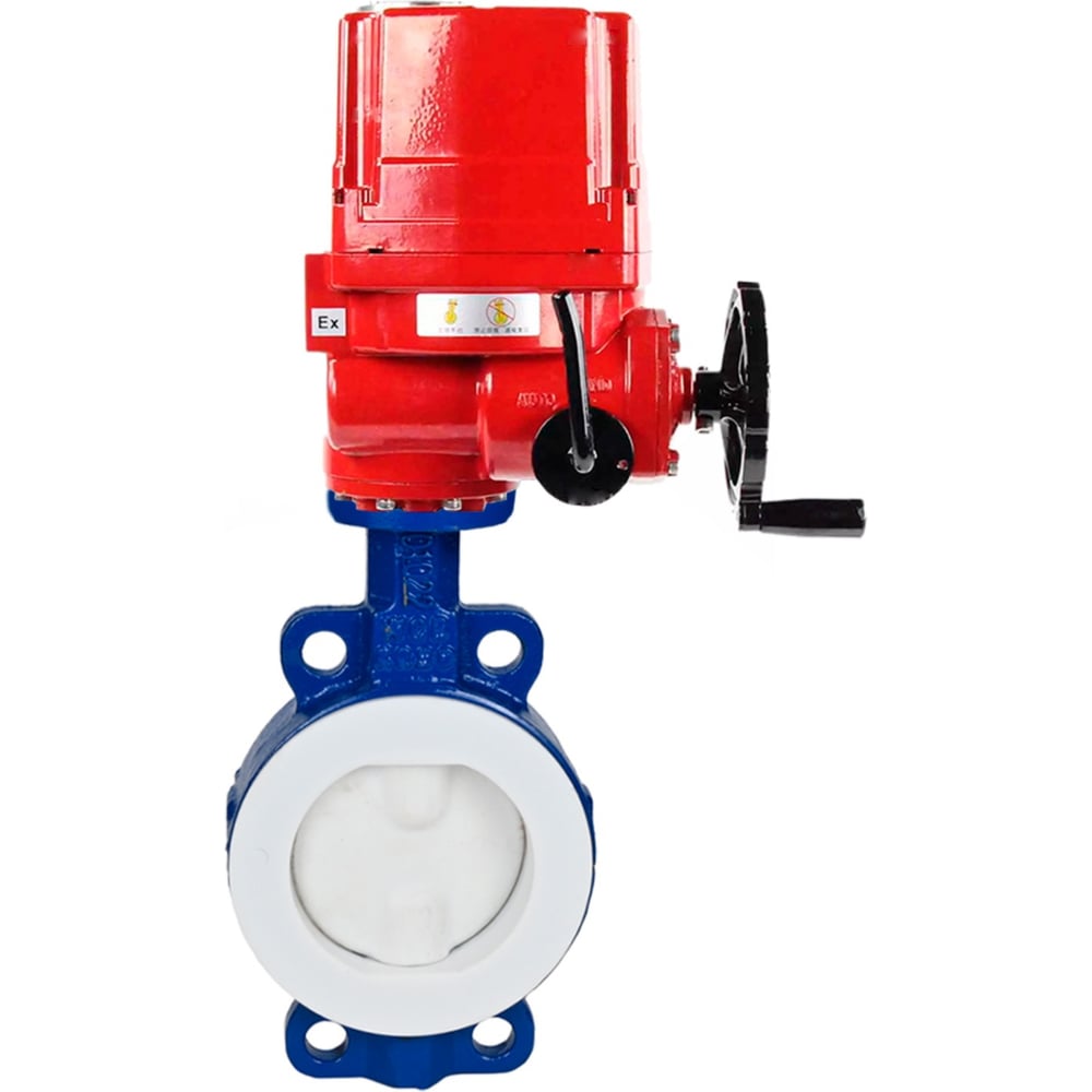 Изображение товара Затвор DN.ru WCB-WCB-PTFE-PTFE-Fb-H Ду65 Ру16 электропривод 24В