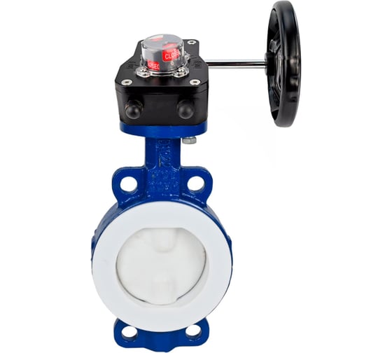 Изображение товара Затвор DN.ru дисковый WCB-WCB-PTFE-PTFE-Fb-H Ду50 Ру16 футерованный с редуктором HGB-1 D050-59303