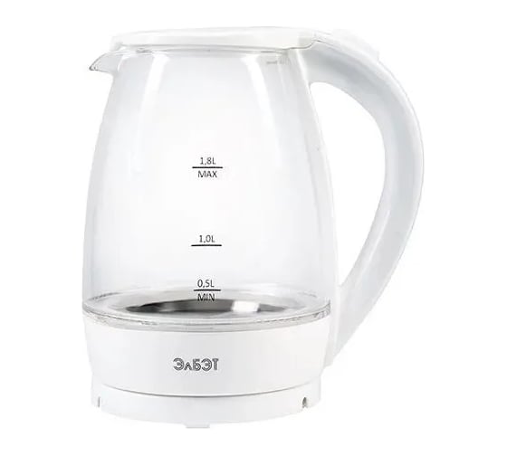 Изображение товара Электрочайник ЕК-1,8-01G elbet (белый) стеклянный