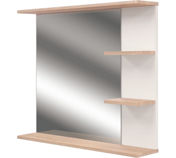 Изображение товара Зеркало с полками Doratiz Гавайи 80, белый, дуб Сонома, полки справа 2711.158