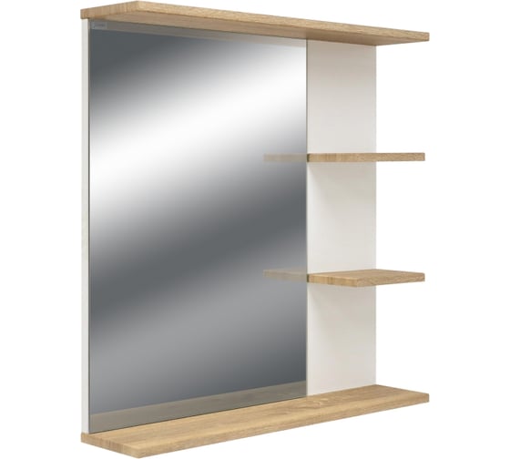 Изображение товара Зеркало с полками Doratiz Гавайи 70, белый, дуб Сонома, полки справа 2711.157
