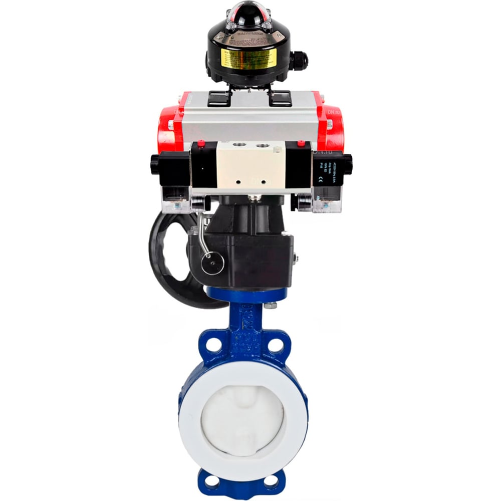 Изображение товара Затвор DN.ru WCB-WCB-PTFE-PTFE-Fb-H Ду125 с пневмоприводом