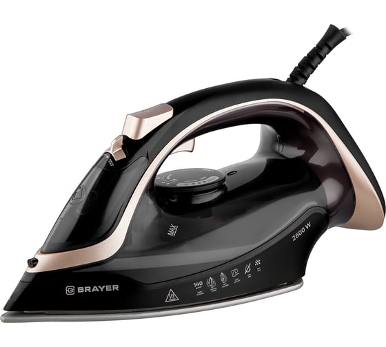 Изображение товара Паровой утюг BRAYER 4017BR 2600 Вт, керамический, пар 140 г/мин, автоотключение, 350 мл, вертикальное отпаривание BR4017