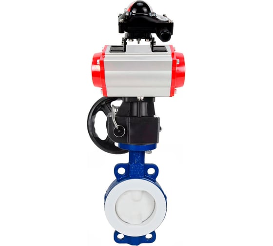 Изображение товара Затвор DN.ru WCB-WCB-PTFE-PTFE-Fb-H Ду125 Ру16 футерованный с пневмоприводом, БКВ, дублером D050-59864