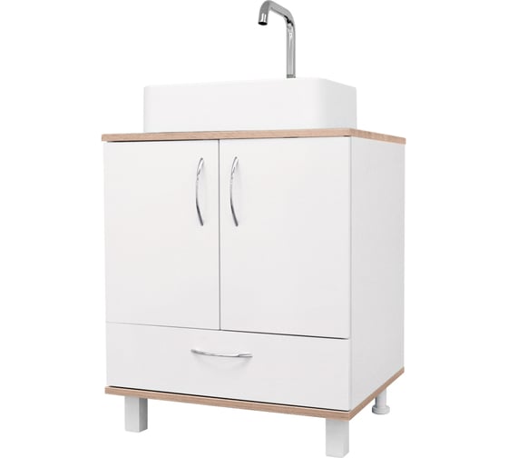 Изображение товара Тумба Doratiz Гавайи 60 напольная, белый, дуб Сонома, под умывальник Venera 45, с ящиком 9908.181