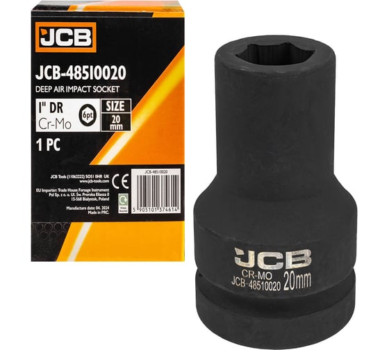 Изображение товара Головка ударная глубокая JCB 1'', 20мм, 6 граней JCB-48510020(60772)