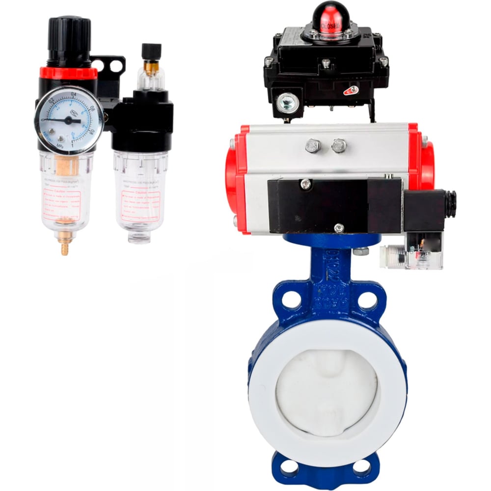 Изображение товара Затвор DN ru WCB WCB-PTFE PTFE Fb H Ду80 Ру16 пневмопривод пневмораспределитель Д050-60091