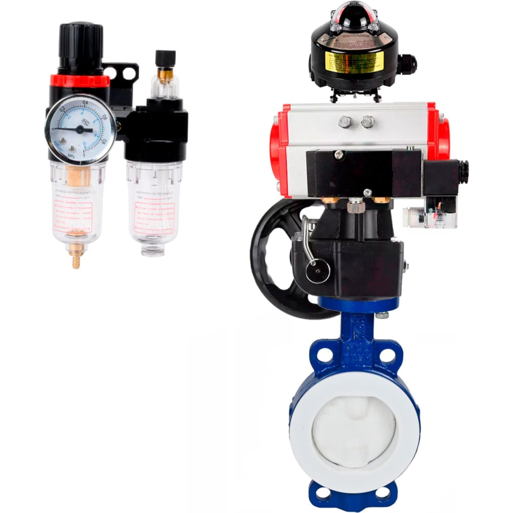 Изображение товара Затвор DN.ru WCB-WCB-PTFE-PTFE-Fb-H Ду50 Ру16 пневмопривод дисковый