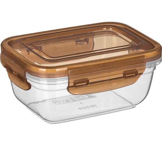 Изображение товара Контейнер для продуктов Idiland Lock прямоугольный 0,4л с защелками (коричневый транспарент) 231112740/00