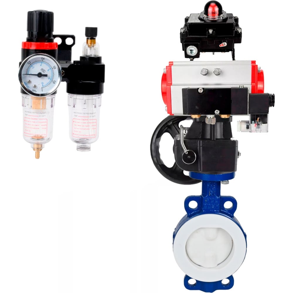 Изображение товара Затвор DN.ru WCB-WCB-PTFE-PTFE-Fb-H Ду50 Ру16 с пневмоприводом