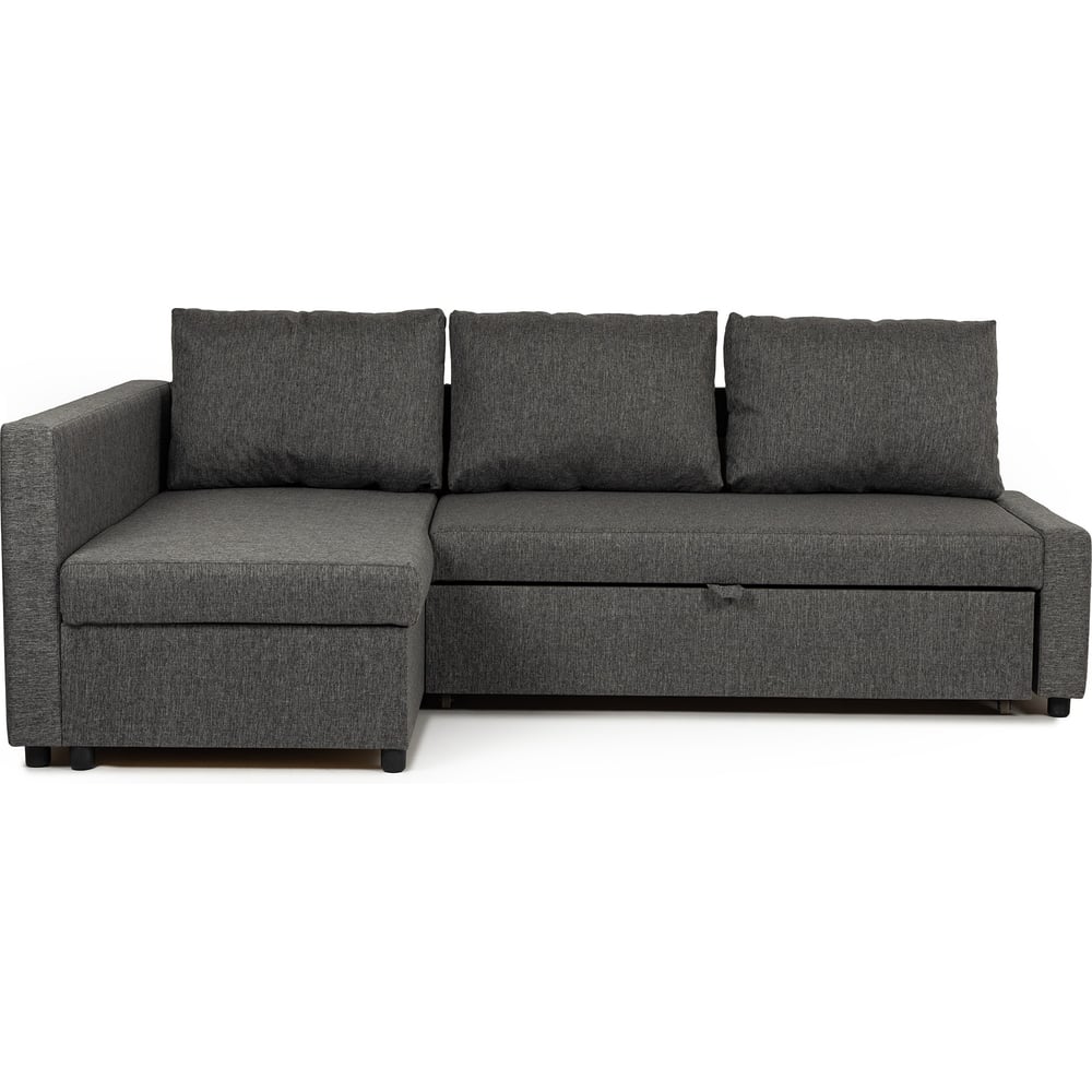 Изображение товара Угловой диван-кровать Траумберг серый рогожка с подлокотниками дельфин двуспальный