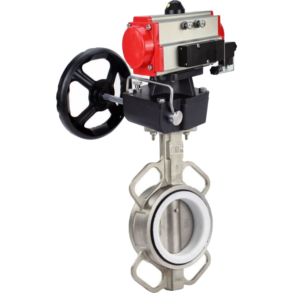 Изображение товара Затвор DN.ru 316L-316L-PTFE Ду40 Ру16 с пневмоприводом