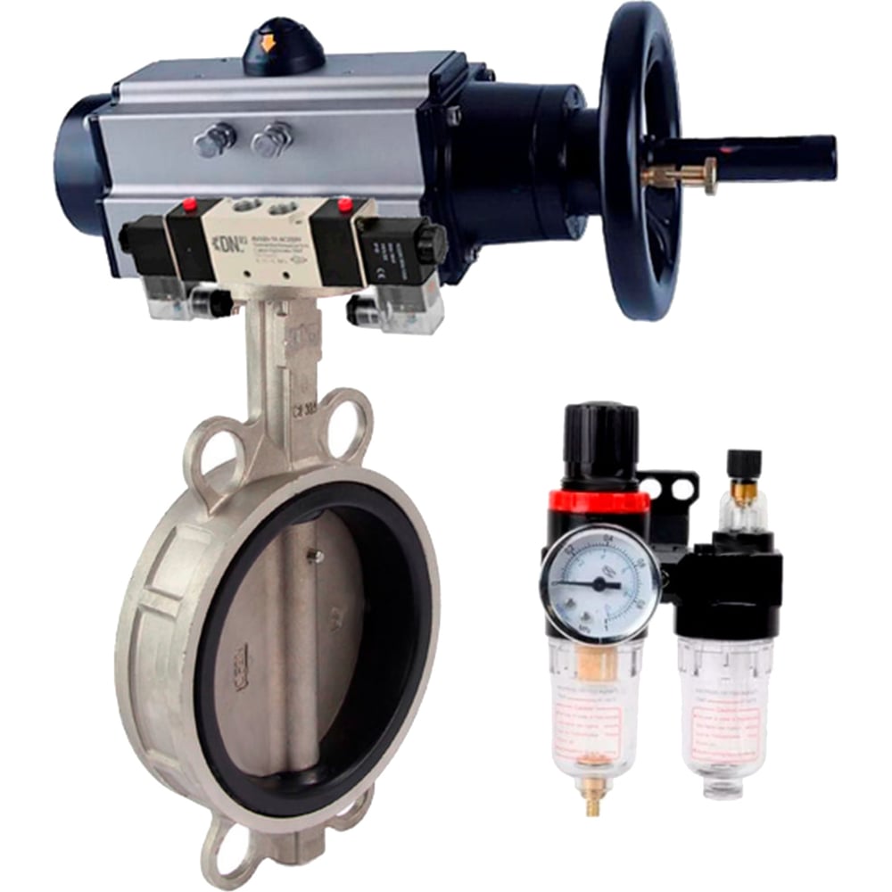Изображение товара Затвор DN.ru 316L-316L-EPDM Ду100 Ру16 с пневмоприводом