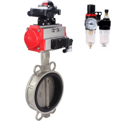 Изображение товара Затвор DN.ru 316L-316L-EPDM Ду250 Ру16 с пневмоприводом, пневмораспределителем, БПВ, БКВ D050-63332