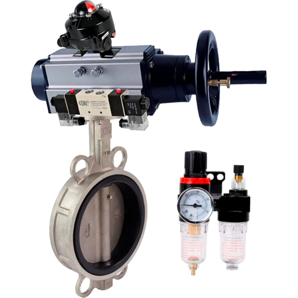 Изображение товара Затвор DN.ru 316L-316L-EPDM Ду150 Ру16 с пневмоприводом