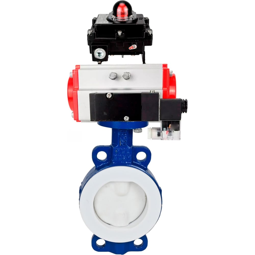 Изображение товара Затвор DN.ru WCB-WCB-PTFE-PTFE-Fb-H Ду80 Ру16 с пневмоприводом и дисковым механизмом