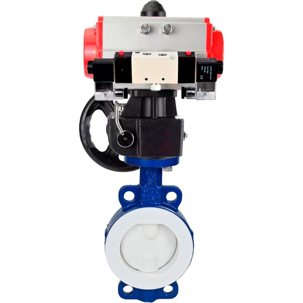 Изображение товара Затвор DN.ru WCB-WCB-PTFE-PTFE-Fb-H Ду80 с пневмоприводом