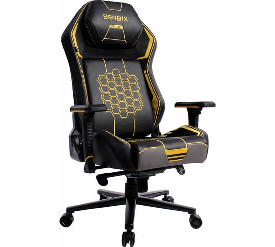 Изображение товара Кресло PREMIUM Tanos GM-180, мультиблок, 4D подлокотники, литой поролон, черное/желтое, BRABIX 532953