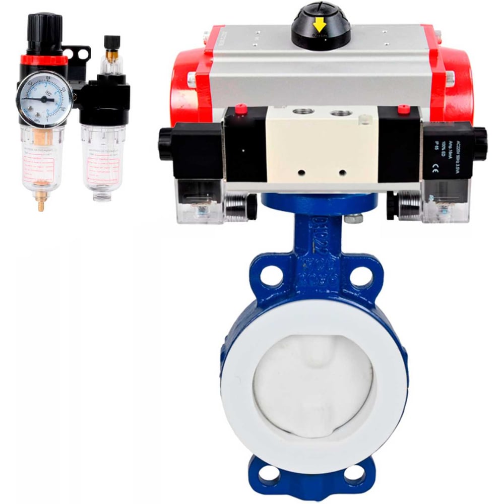 Изображение товара Затвор DN.ru WCB-WCB-PTFE-PTFE-Fb-H Ду125 с пневмоприводом