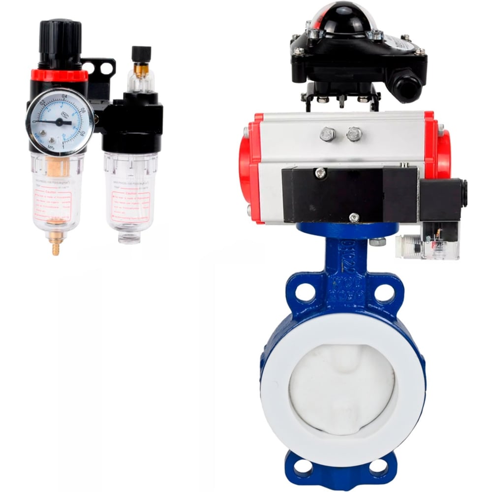Изображение товара Затвор DN.ru WCB-WCB-PTFE-PTFE-Fb-H Ду125 Ру16 с пневмоприводом