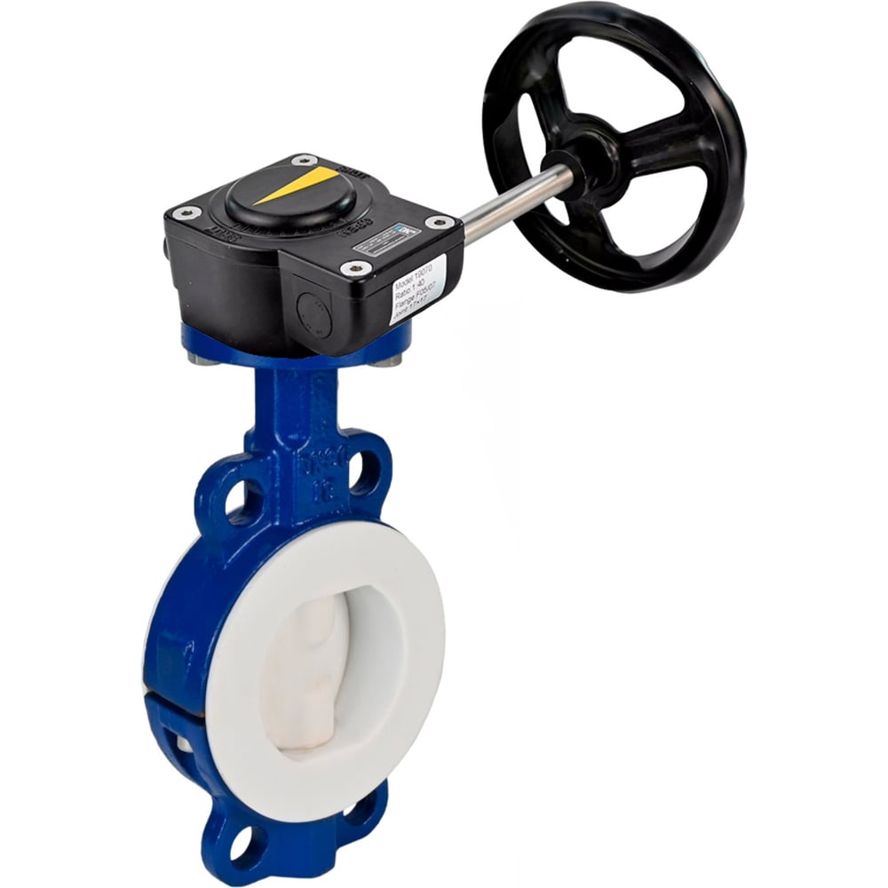 Изображение товара Затвор DN.ru дисковый WCB-WCB-PTFE-PTFE-Fb-H Ду50 Ру16 с редуктором