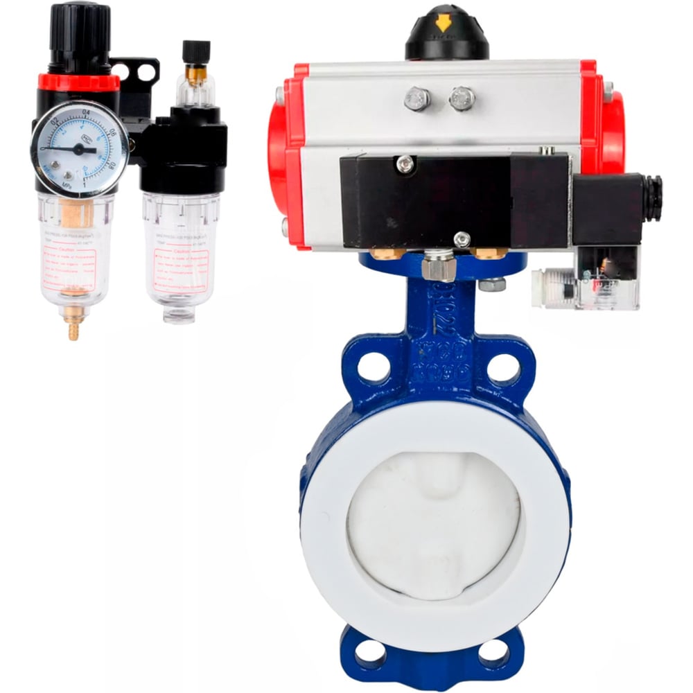 Изображение товара Затвор DN.ru WCB-WCB-PTFE-PTFE-Fb-H Ду125 Ру16 пневмопривод дисковый