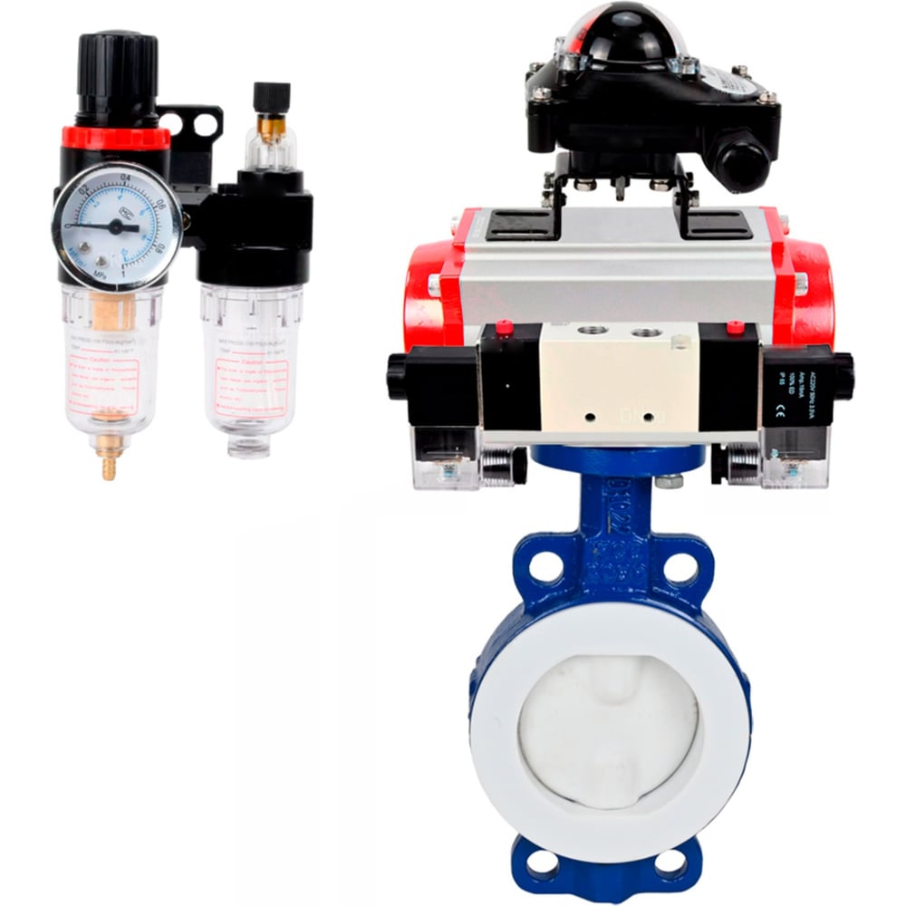 Изображение товара Затвор DN.ru WCB-WCB-PTFE Ду65 Ру16 с пневмоприводом