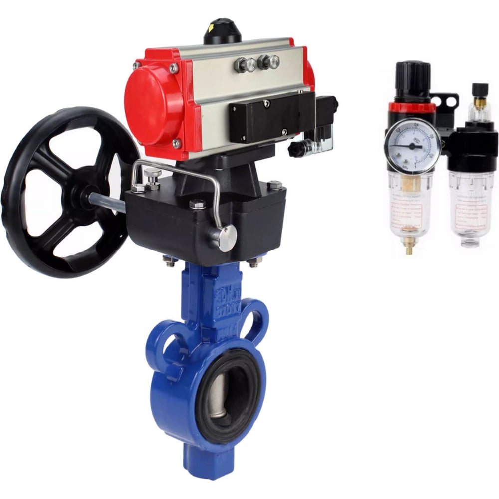 Изображение товара Затвор DN.ru AL-316L-EPDM Ду32 Ру16 с пневмоприводом, дисковый