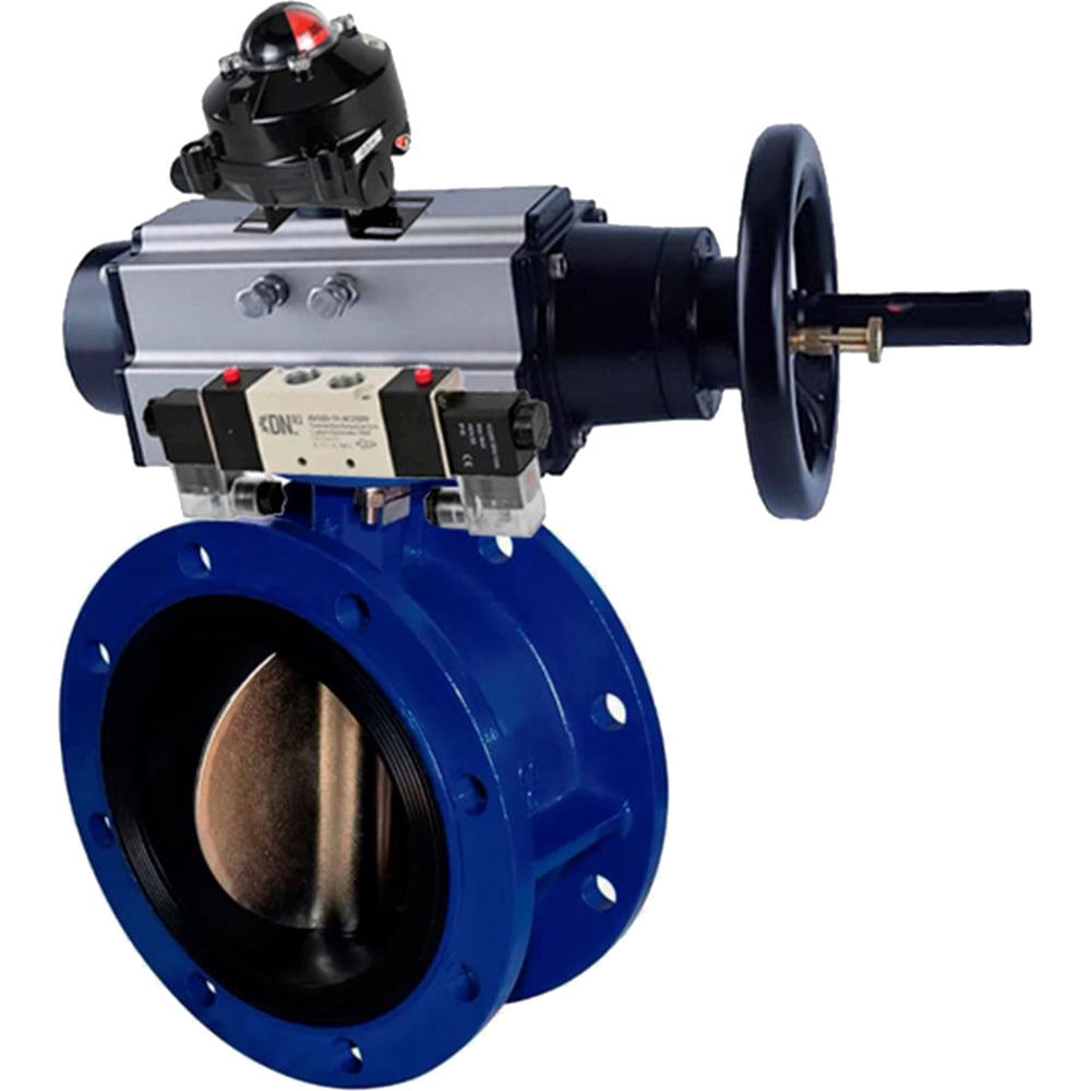 Затвор DN.ru GGG40-304-EPDM-2W-F Ду80 Ру16 пневмопривод, пневмораспределитель, БКВ D050-65353