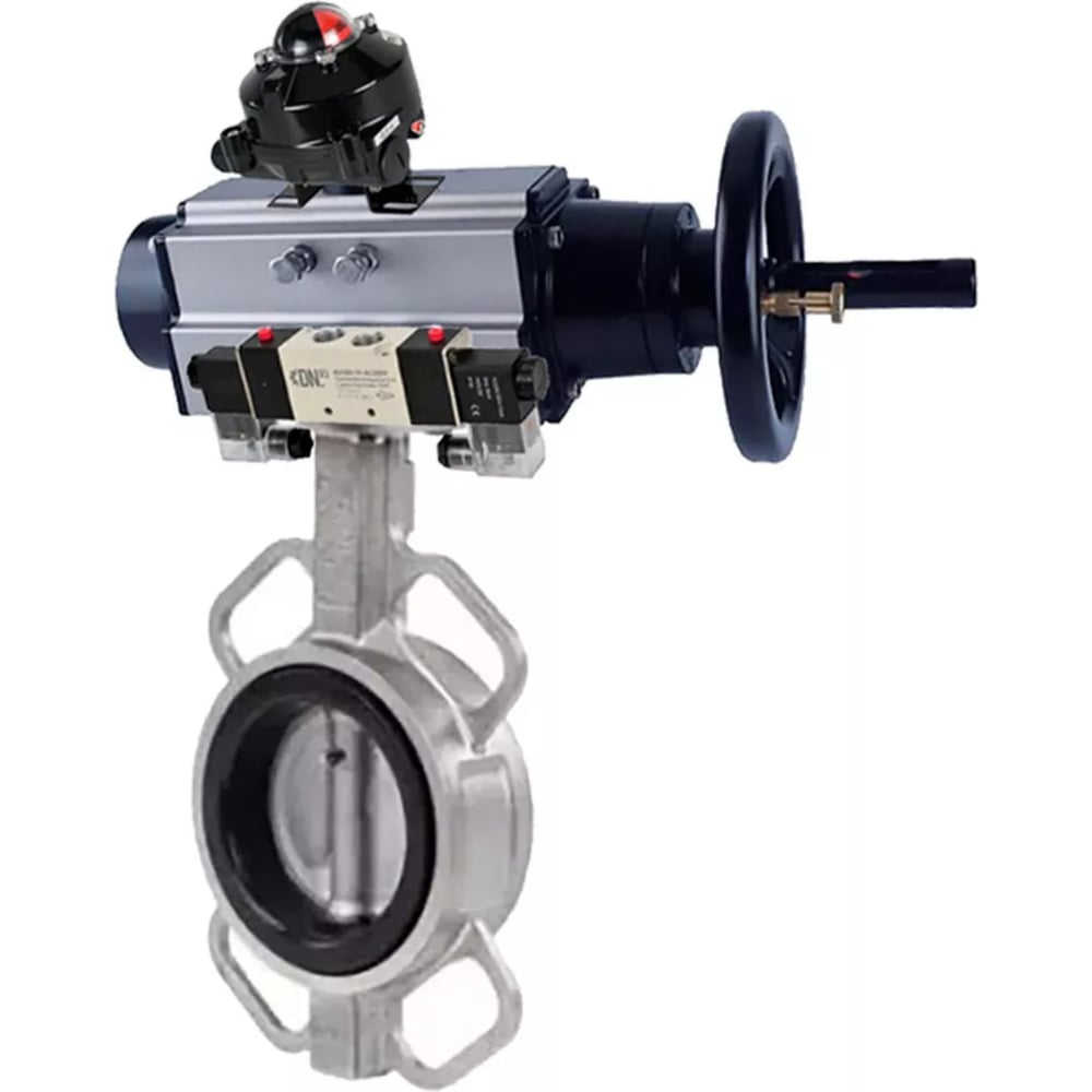 Изображение товара Затвор DN.ru 304-304-EPDM-2W-Fb Ду100 Ру16 с пневмоприводом