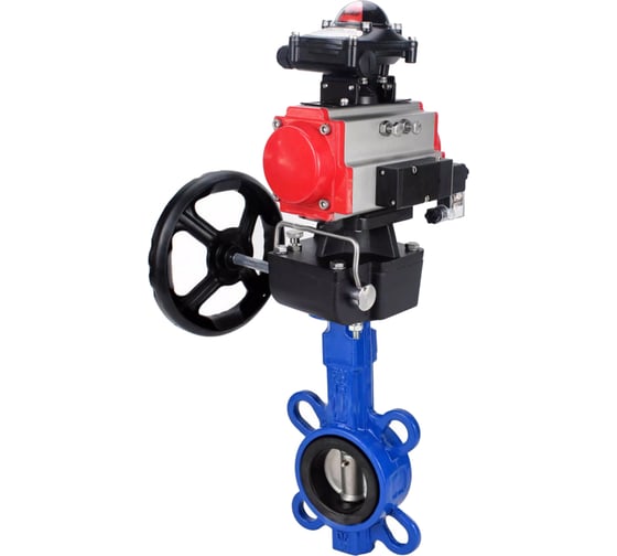 Изображение товара Затвор DN.ru GG25-316L-NBR Ду65 Ру16 с пневмоприводом, пневмораспределителем, БКВ, дублером D050-64712