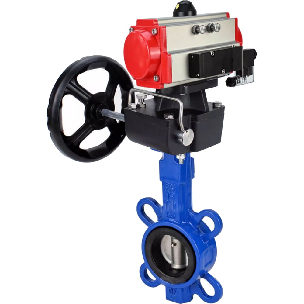 Изображение товара Затвор DN.ru GG25-316L-NBR Ду150 Ру16 с пневмоприводом дисковый