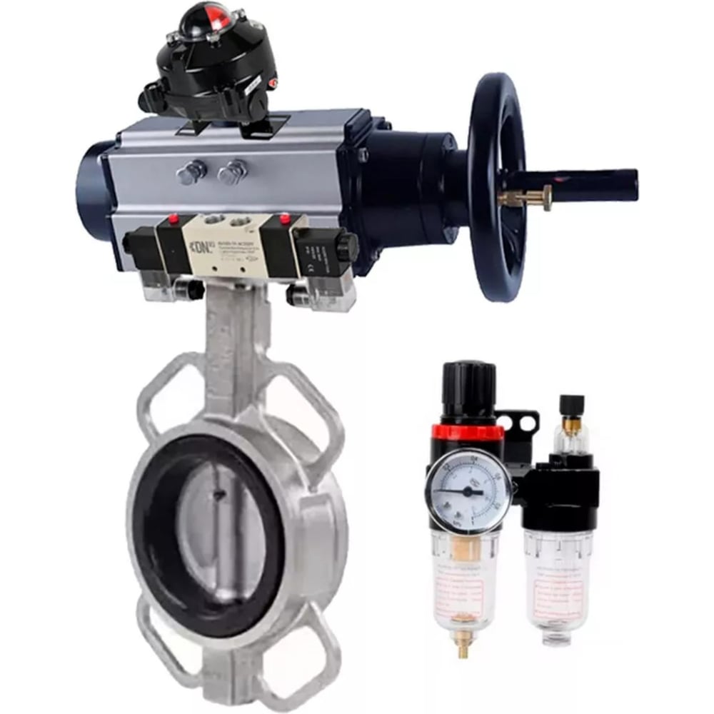 Изображение товара Затвор DN.ru 304-304-VITON-2W-Fb Ду150 Ру16 с пневмоприводом