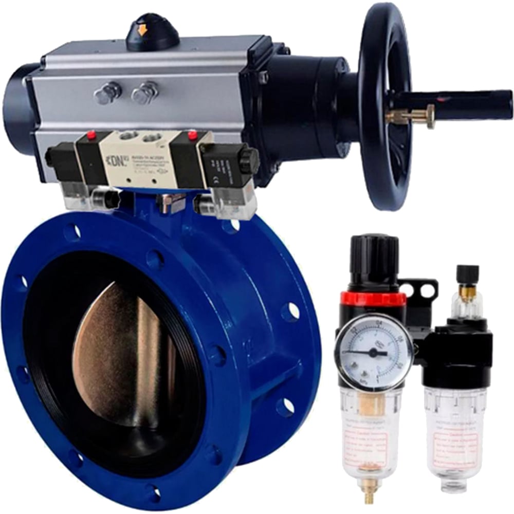 Изображение товара Затвор DN.ru GGG40-304-EPDM-2W-F Ду80 пневмопривод дисковый