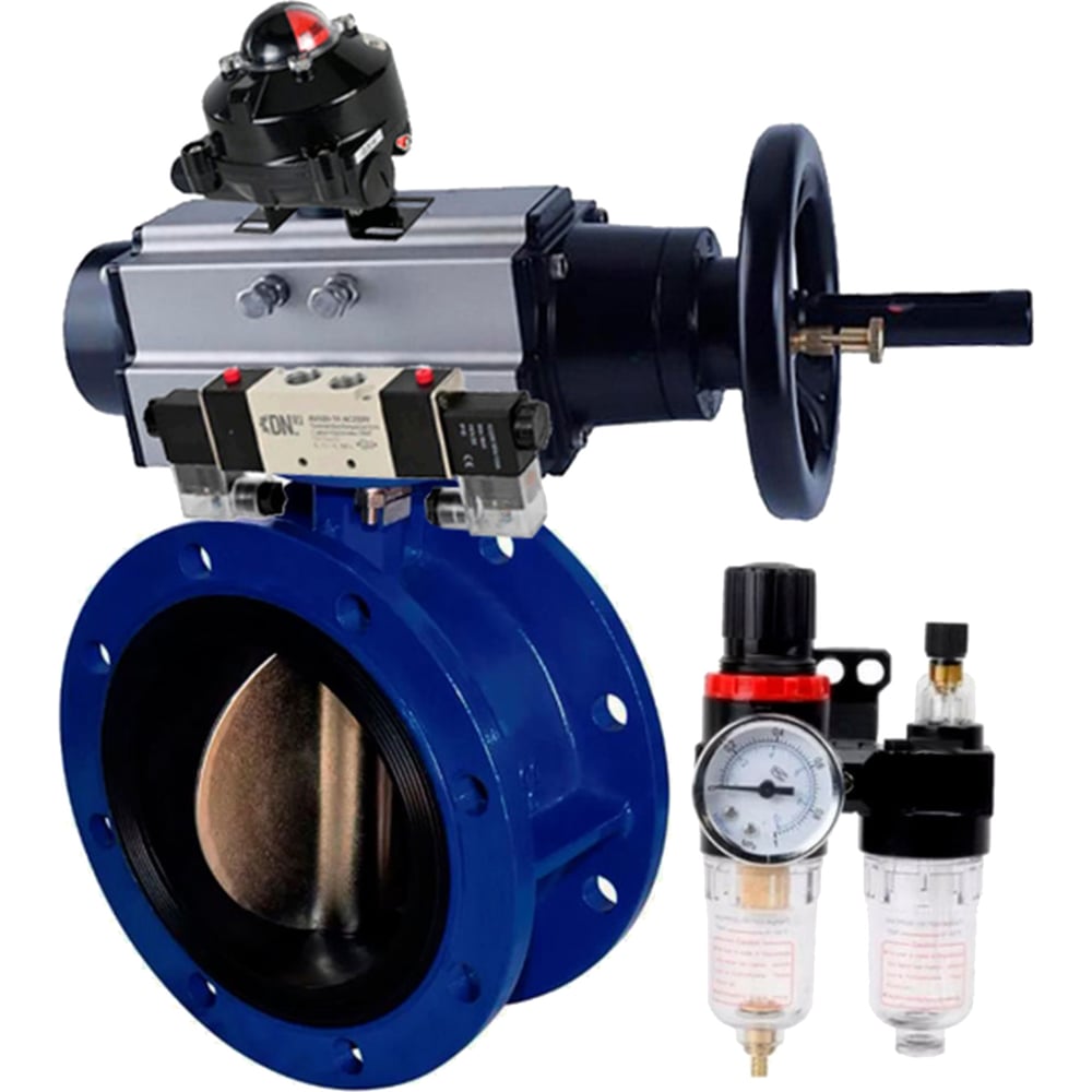 Изображение товара Затвор DN.ru GGG40-304-EPDM-2W-F Ду65 пневмопривод дисковый профессиональный