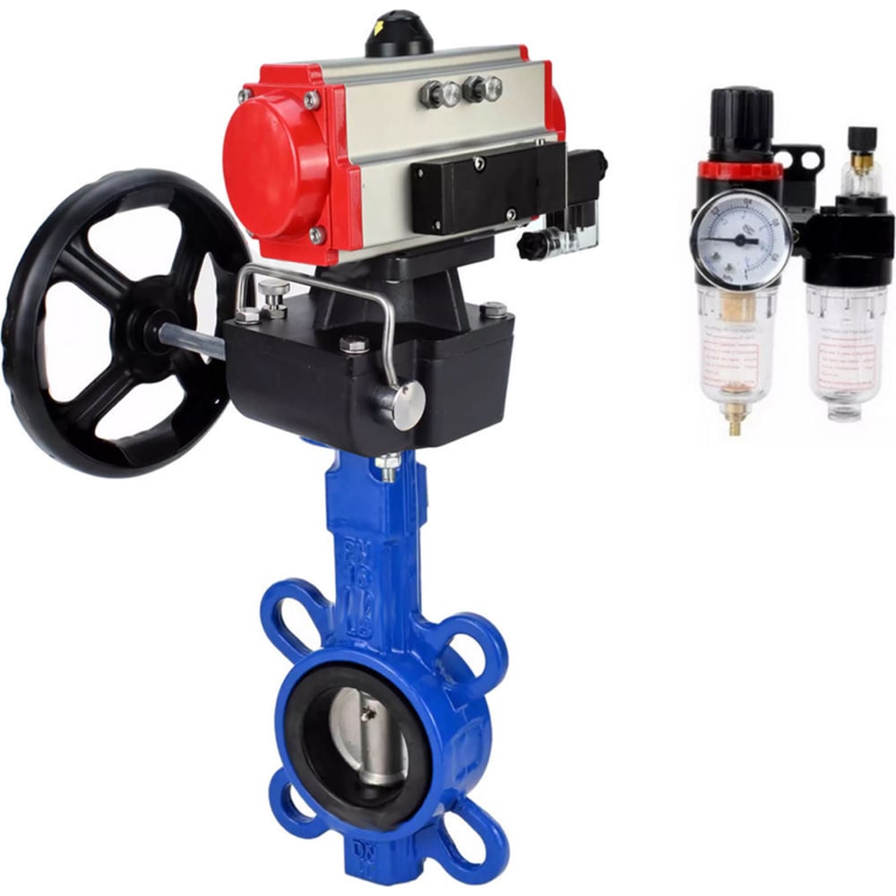 Изображение товара Затвор DN.ru GG25-316L-NBR Ду50 Ру16 с пневмоприводом