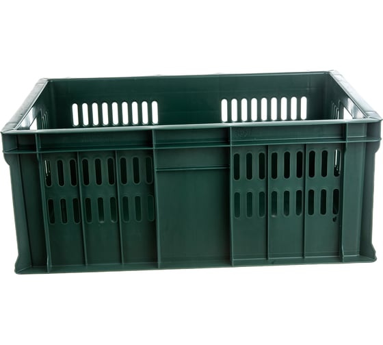 Изображение товара Ящик Тара.ру п/э 600х400х250 дно сплошное, перфорированный, зелёный 04100