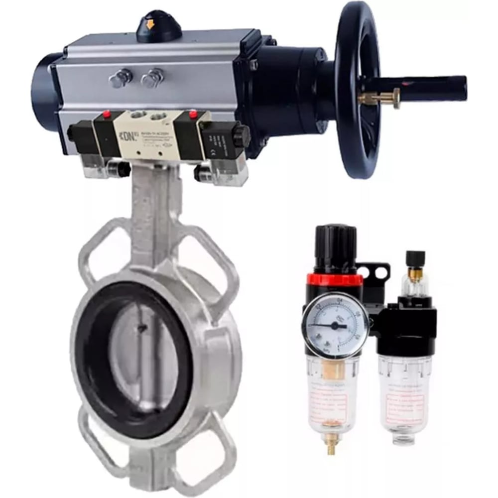 Изображение товара Затвор DN.ru 304-304-EPDM-2W-Fb Ду150 Ру16 пневмопривод дисковый затвор