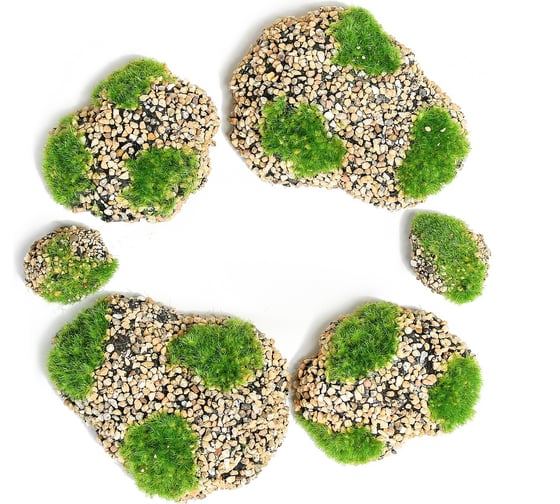 Изображение товара Искусственный мох с каменной крошкой Greengo Камни 6 шт., ассорти: 2 больших, 2 средних, 2 маленьких 4488260